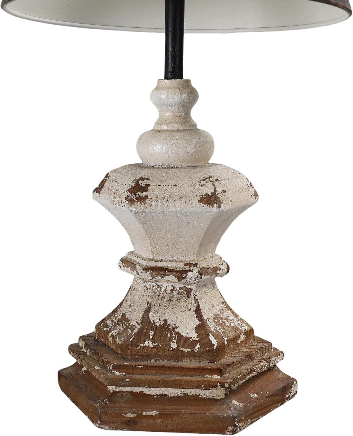 Vintage Table Lamp with Black Distressed Shade, 28' Tall Classic Pedestal Base, Rustic Farmhouse Bedside or Entryway Lighting Fixture