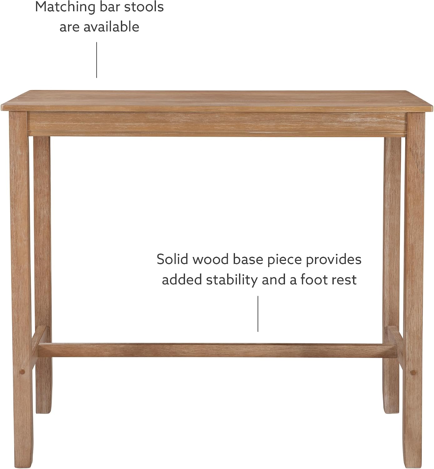 Linon 42 inch Height Pub Claridge Table, Distressed Brown Bar