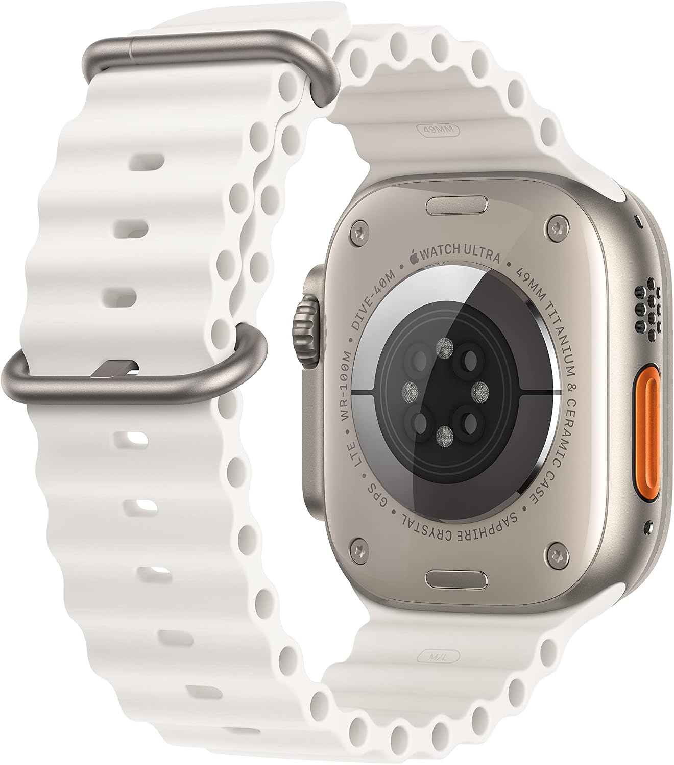 Apple Watch Ultra [GPS + Cellular 49mm] Titanium Case with White Ocean Band, One Size (Renewed Premium)