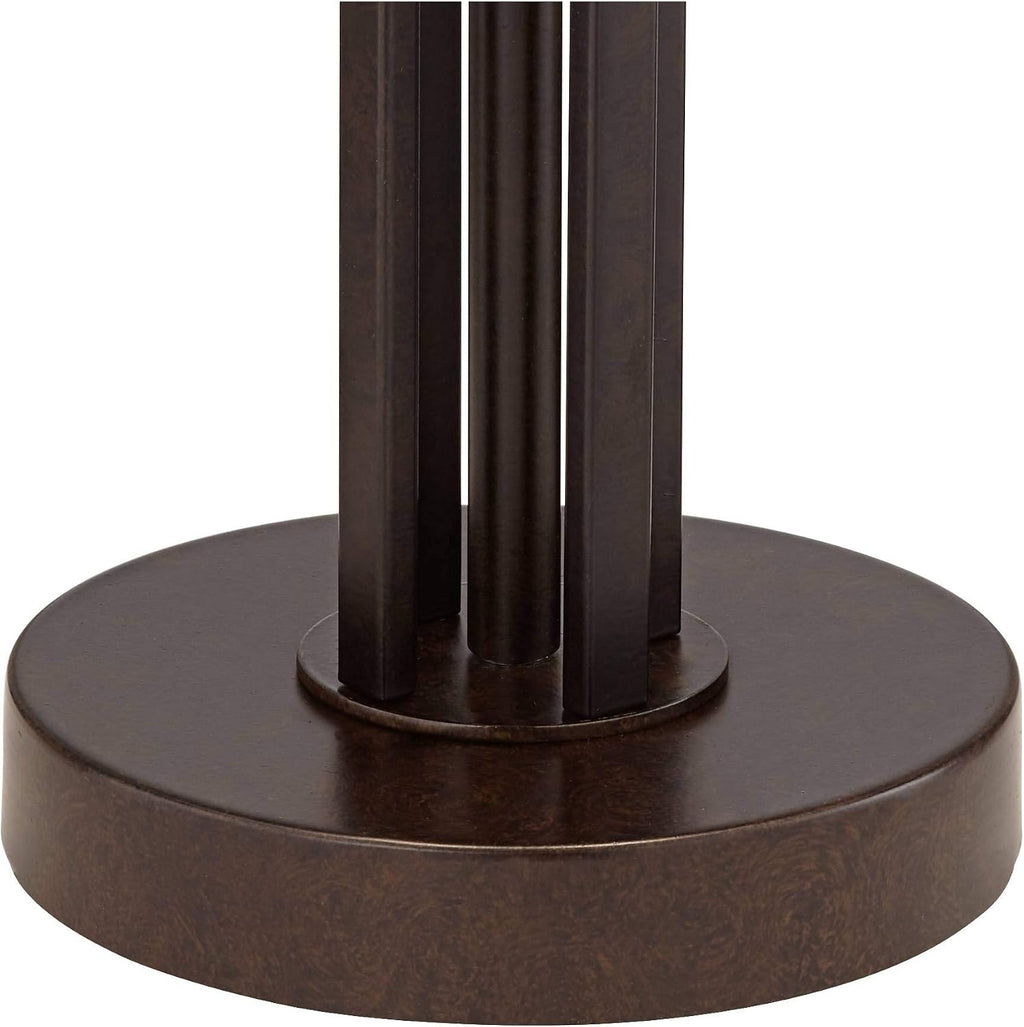 Franklin Iron Works Andes Rustic Farmhouse Industrial 3-Way Table Lamp with Table Top Dimmer 27.5' Tall Oil Rubbed Bronze Metal Stacked Double Drum Shade for Living Room Bedroom House