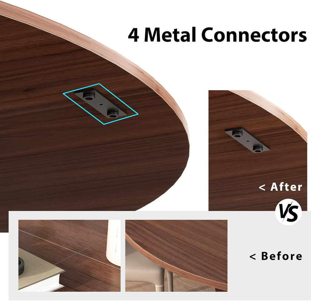 IBF Walnut Round Dining Table,Modern Wood Dinner Tables,Round Kitchen Table for 4 to 6,Farmhouse Dining Tables for Home,Living Room,Office,47 Inch