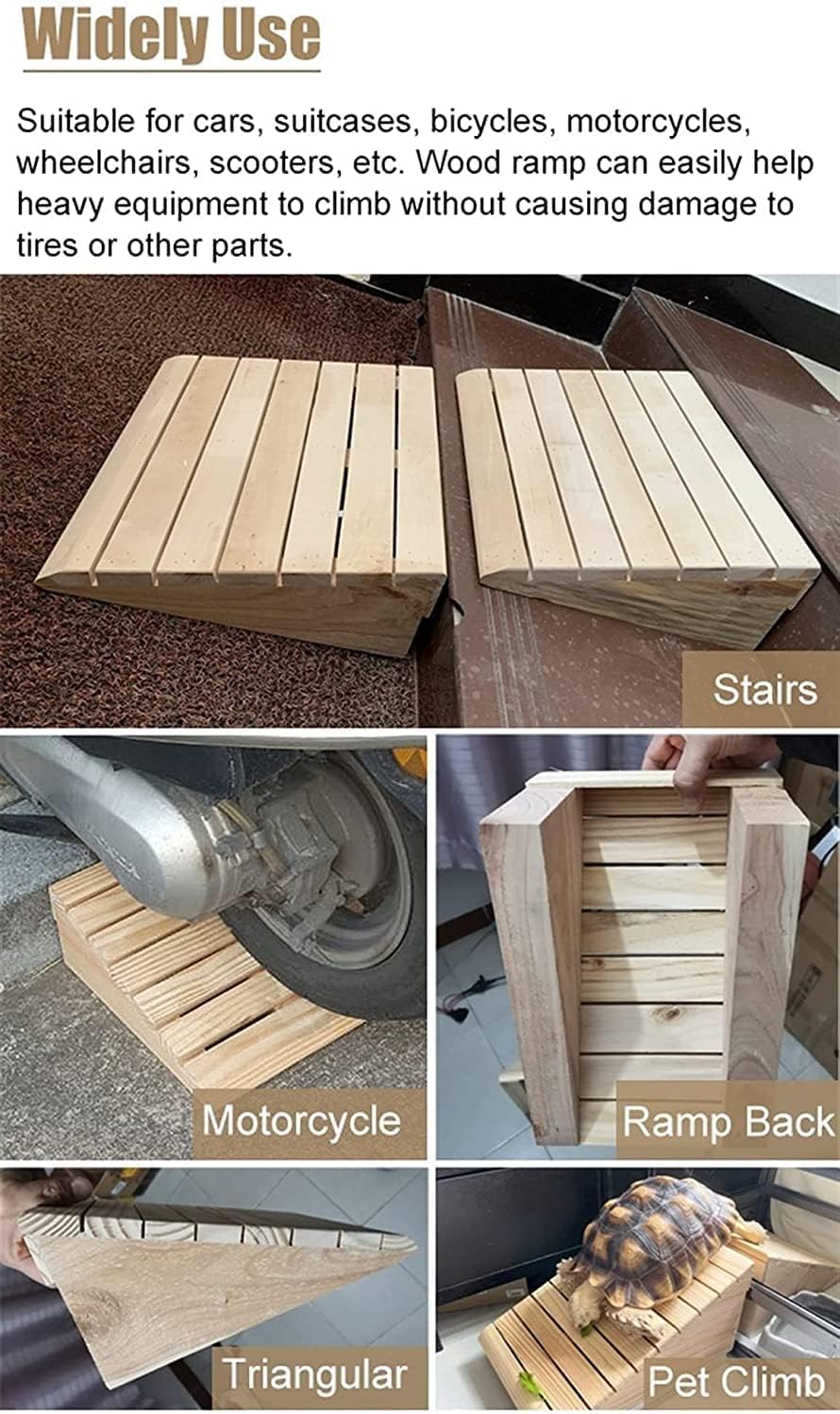 Portable Wooden Threshold Ramps, Wheelchairs Scooters Bicycles Barrier Free Access, for Home/Hotel Stairs Entrance Doorway(30x33.8x13cm)