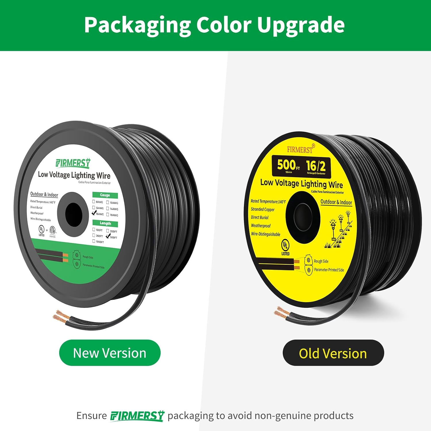 FIRMERST 16/2 Low Voltage Landscape Wire Outdoor Lighting Cable 500 Feet