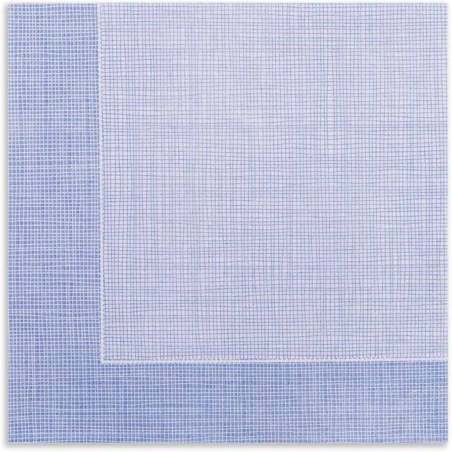Restaurantware Luxenap 15.8 x 15.8 Inch Linen-Feel Napkins 600 airlaid Disposable Napkins - Sustainable Durable White Paper Square Paper Napkins With Blue Threads For All Kinds Of Events