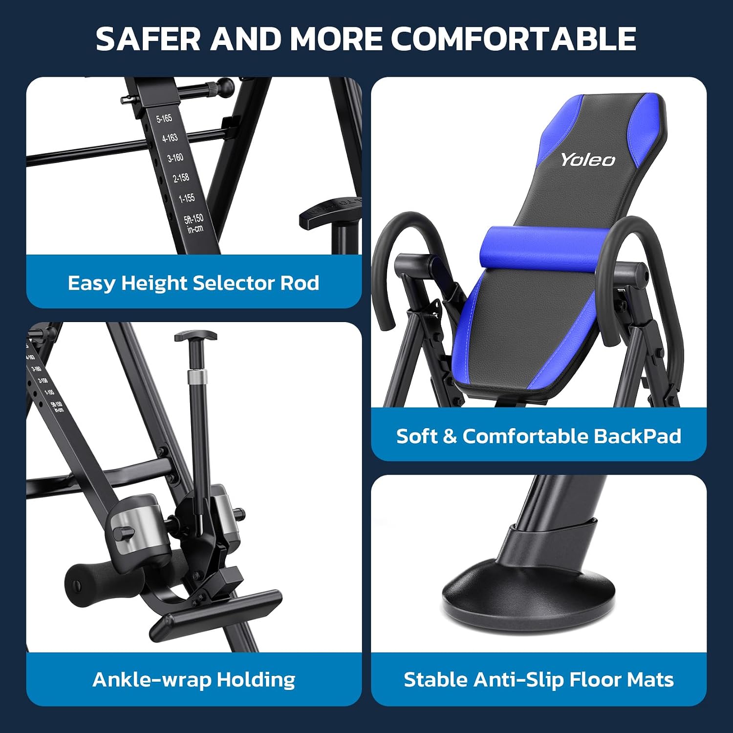 YOLEO Gravity Inversion Table for Back Pain Relief 2026 New Inversion Table w/Lumbar Support Easy to Assemble Back Stretcher Machine 300 lbs