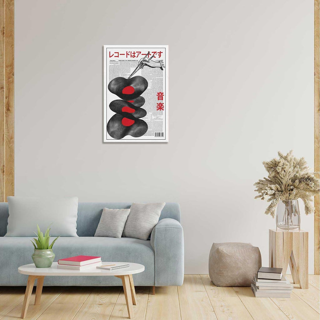 Funky Japanese Vintage Music Album Canvas Poster Retro Album Canvas Wall Art Funny Trend Fashion Japanese Music Album Art Print For Home Bedroom Dorm Wall Decor 24x36in Wooden Frame