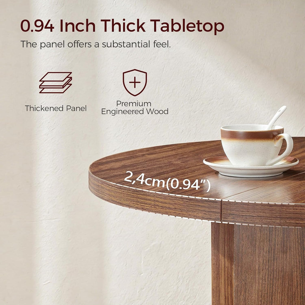 MAHANCRIS 43.3' Round Dining Table with Storage Shelf for 4, Circle Kitchen Dinner Table with Thick Tabletop, Circle Nook Table for Kitchen & Dining Room, Walnut DTWA11001