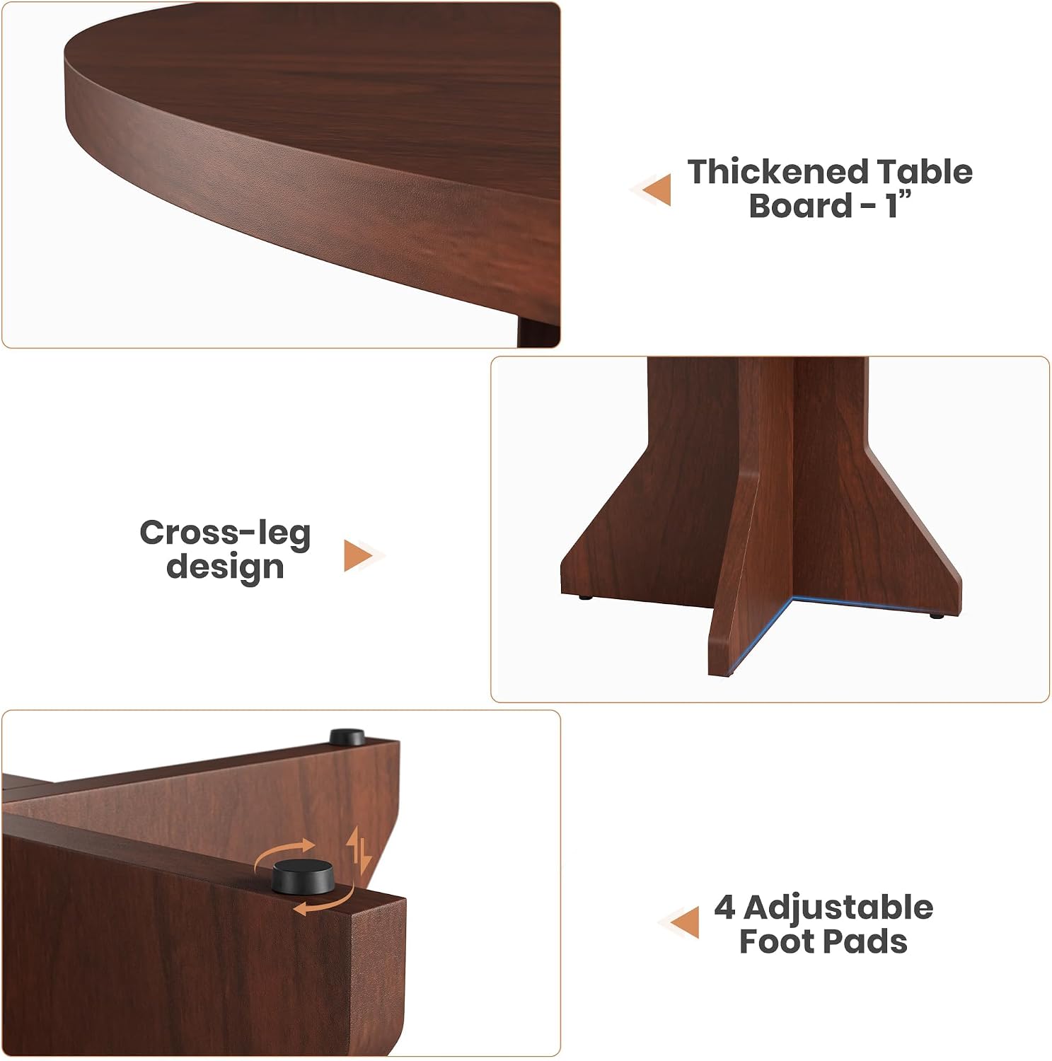IDEALHOUSE Round Dining Table, 47' Kitchen Table for 4-6 People, Circle Tables with Sturdy Pedestal Base, Space Saving Dinning Room Furniture for Living Room, Kitchen, Apartment, Walnut