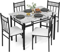 Tangkula Dining Table Set for 4, Kitchen Table and Chairs Set with Metal Frame & Padded Seat, Dining Table and Chairs Set of 4 for Dining Room, Space Saving