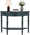 LKTART Farmhouse Half Moon Console Table with Solid Pinewood Frame & Legs,Modern Entryway Sofa Table for Behind Couch,Living Room,Hallway,Foyer (Navy,39')