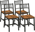 HOOBRO Dining Chairs Set of 4, Wooden Kitchen Chairs with Metal Frame, Industrial Dining Chairs with Back, Easy to Assemble, Farmhouse Dining Chairs for Living Room, Rustic Brown and Black BF39CDP401