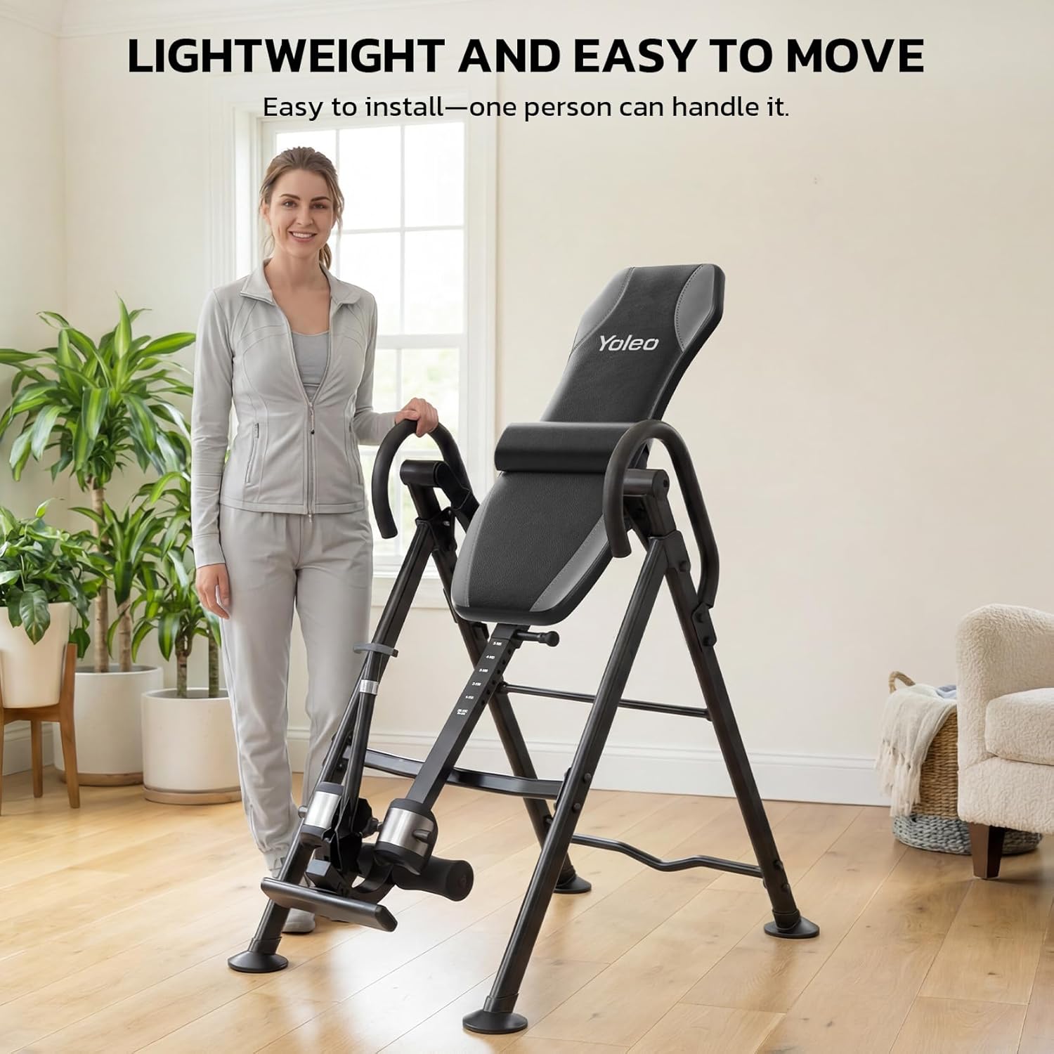 YOLEO Gravity Inversion Table for Back Pain Relief 2026 New Inversion Table w/Lumbar Support Easy to Assemble Back Stretcher Machine 300 lbs