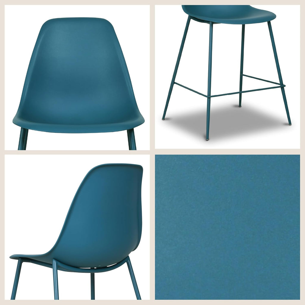 Poly & BARK Isla Bar Stools Set of 3 – Counter Height Bar Stool for Kitchen – Set of Counter Stools – Indoor/Outdoor Barstools – Modern Kitchen Bar Stools - Ocean Teal