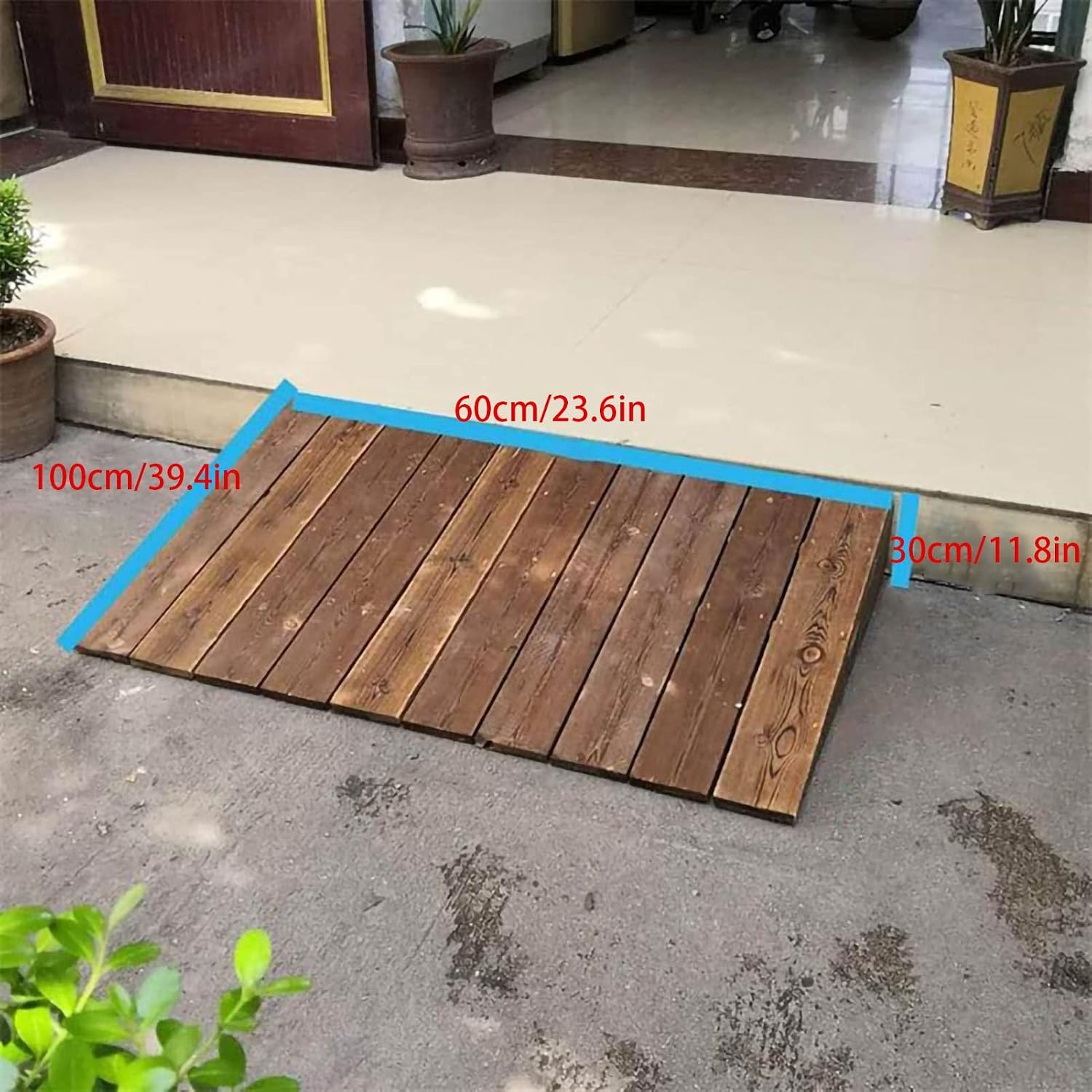 4' 7' 8' 10' 12' Rise Wheelchair Ramps for Transition Doorways,Driveways,Steps,Garages, Wood Home Threshold Ramps for Walkers/Motorcycle/Disabled Chair, Non-Skid Surface (Size : 60x100x30cm)