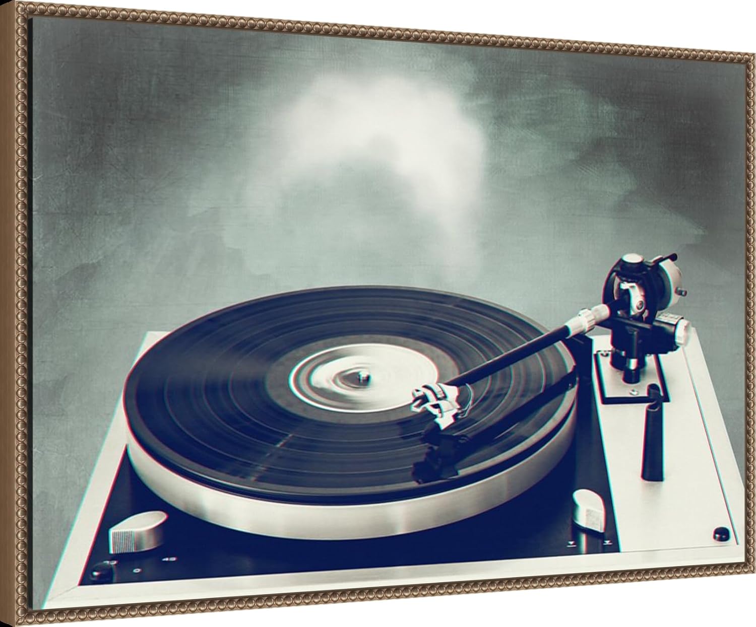 Amanti Art Framed Canvas Wall Art 23x33 Retro Record Player by Dirk Wustenhagen, Framed Wall Art Canvas, Music Artwork, Traditional Decor, Large Poster Painting for Living Room, Bedroom, Bathroom,