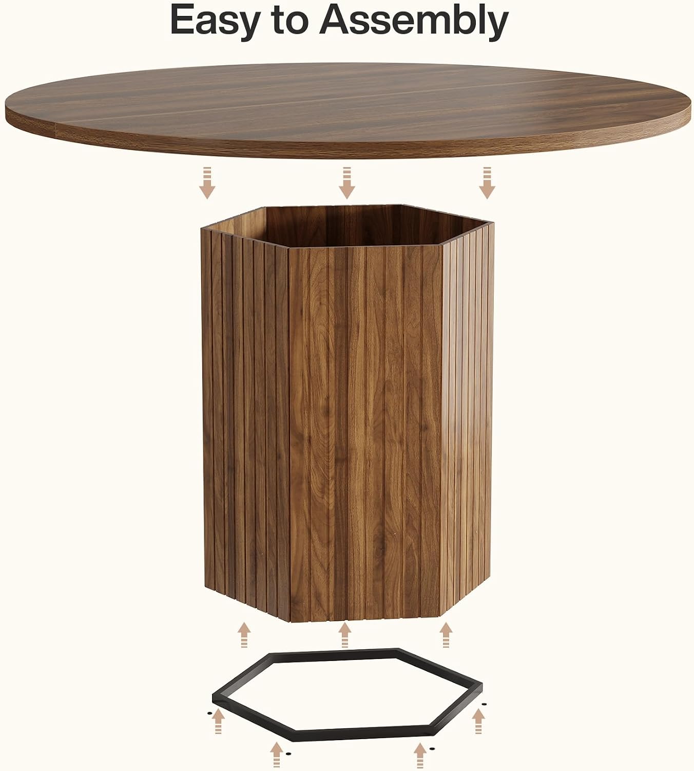 Tribesigns Wood Round Dining Kitchen Table for Dining Room, 47 inch Dinner Table 4-6 People with Heavy Duty Pedestal Base Circle Tabletop for Kitchen Living Room, Brown
