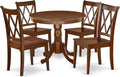 East West Furniture ANCL5-MAH-W 5 Piece Dining Table Set for 4 Includes a Round Kitchen Table with Pedestal and 4 Kitchen Dining Chairs, 36x36 Inch, Mahogany