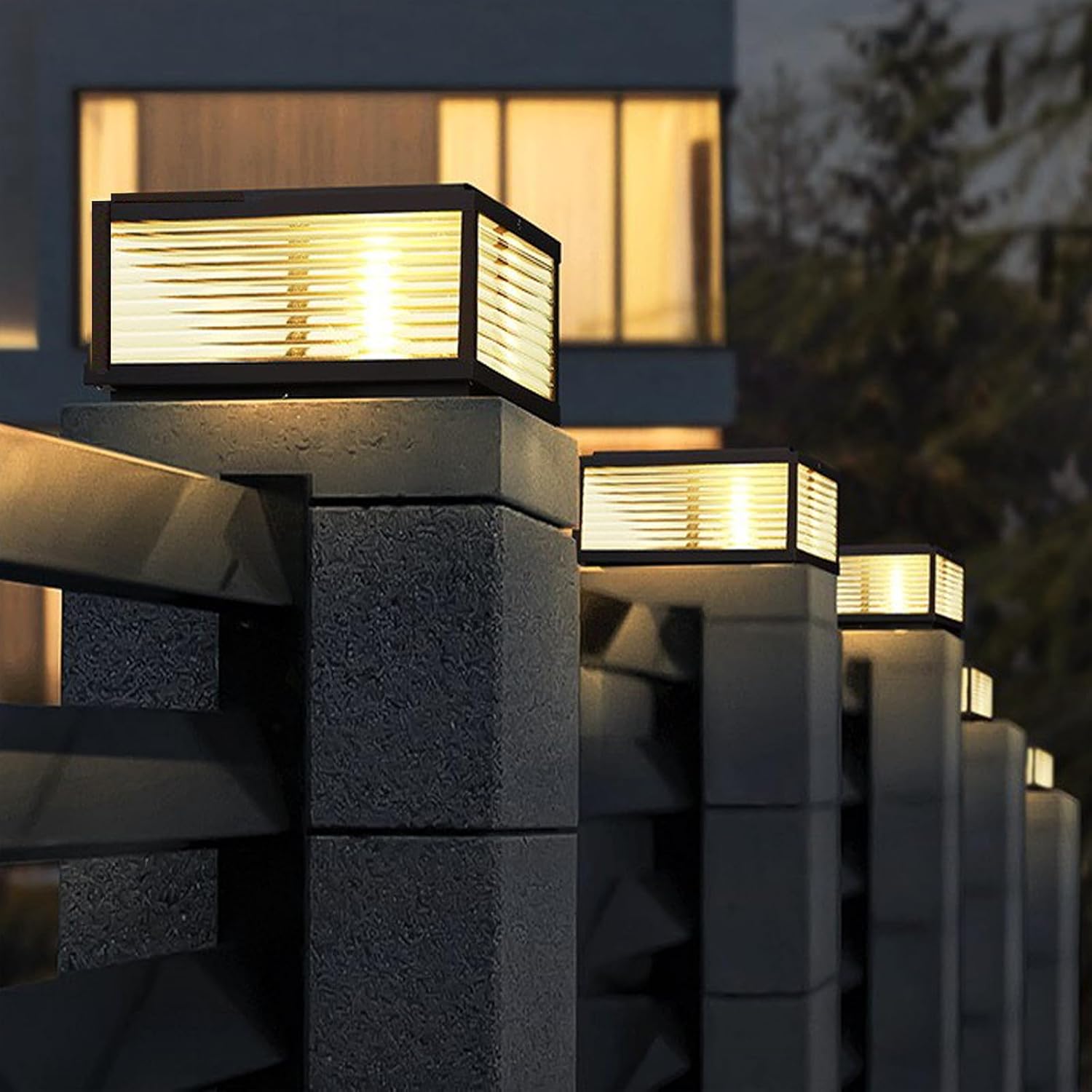 Outdoor Post Light 24X24 in, Column Light,Wired Lantern Column Lamp 110-240V(12-36V Replace Bulb),Garden Light,IP54 Waterproof, Base E26,LED Post lamp,Fence Post caps