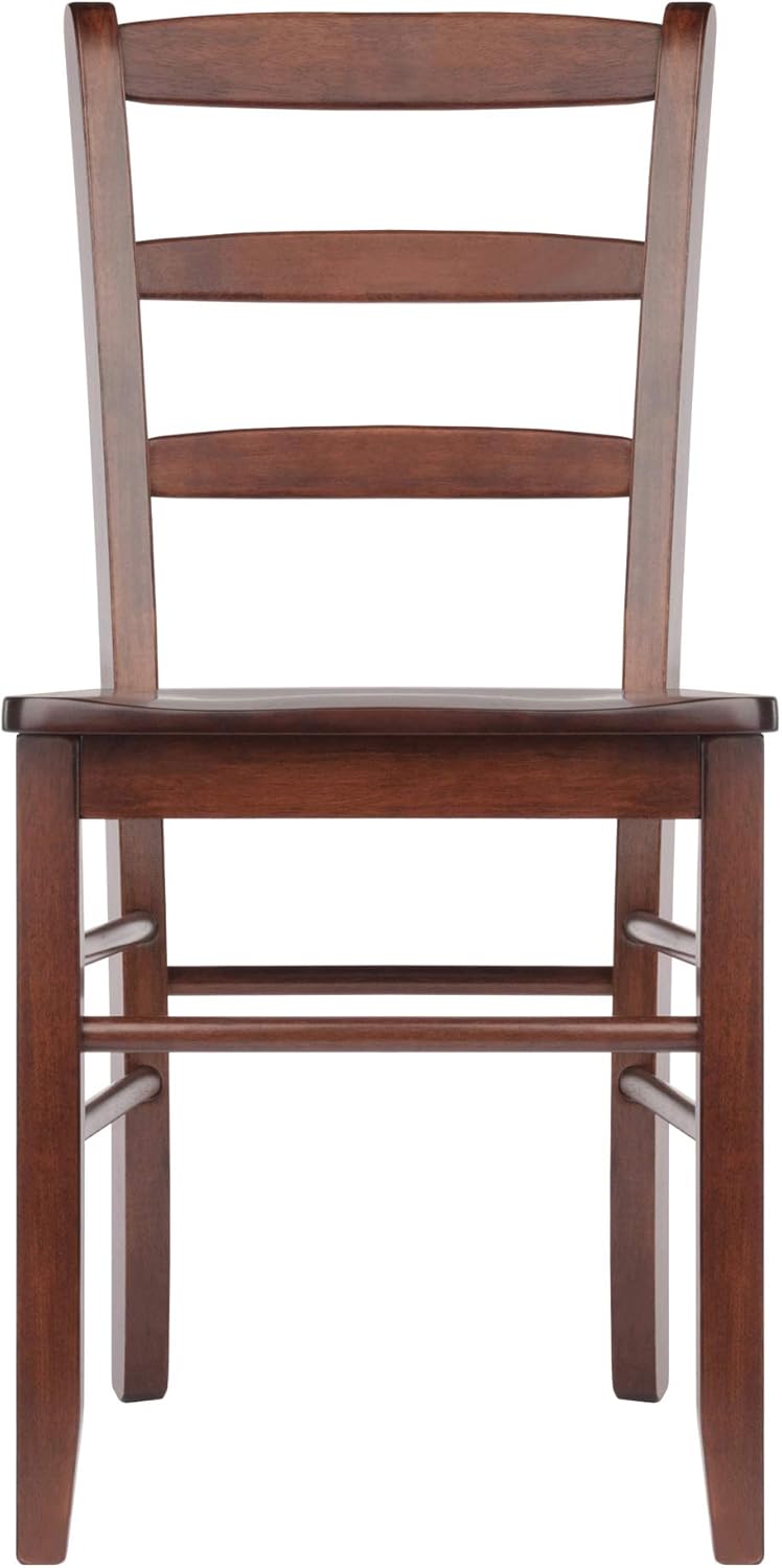 Winsome Benjamin Ladder Back Chair Set of 2 in Walnut, Classic Backed Kitchen & Dining Room Chairs, Simple & Elegant Home Seating Solution, Great for Office, Hallway, Bedroom