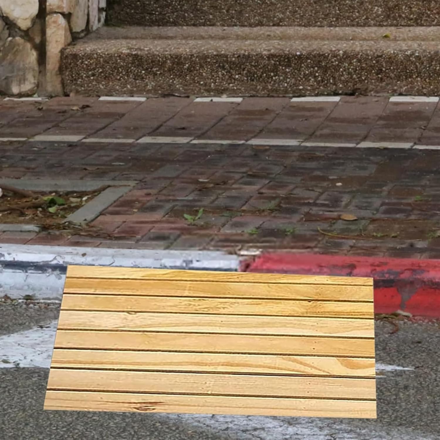 GUENZO Threshold Ramp, 2in/ 3in/ 4in/ 5in/ 6in Rise Ramp for Indoor Outdoor, Heavy Wood Driveway Doorway Entryway Car Wheelchair Ramp, Handicap Ramp(13cm (5 1/8in))