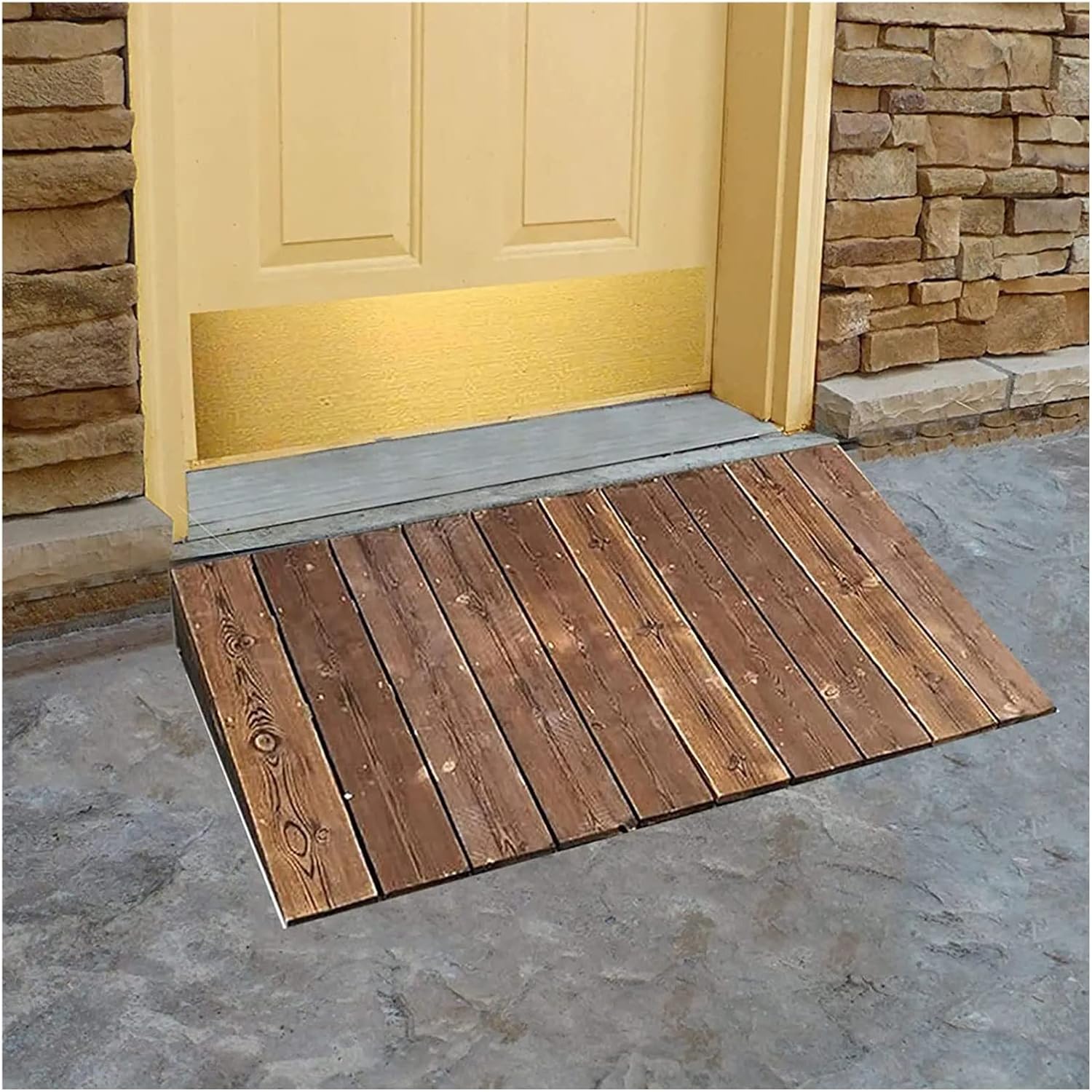 Wooden Doorway Threshold Ramps, 4/7/8/10 Inch High Anti-Slip Wheelchair Ramps, Home Entry Ramps for Elderly (Size: 90x70x20cm/35.4x27.6x7.9inch)
