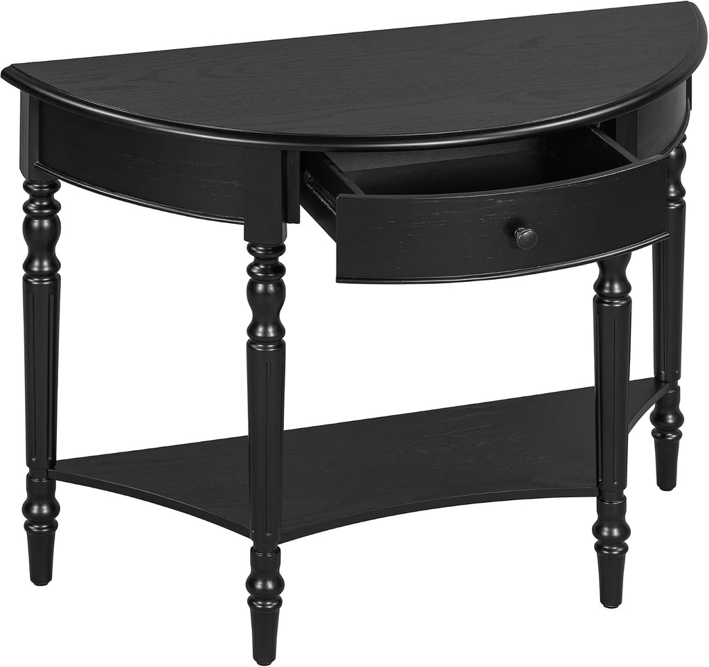 LKTART Farmhouse Half Moon Console Table with Solid Pinewood Frame and Legs,Modern Entryway Table,Small Sofa Table Behind Couch for Living Room,Hallway,Foyer (Black,39')