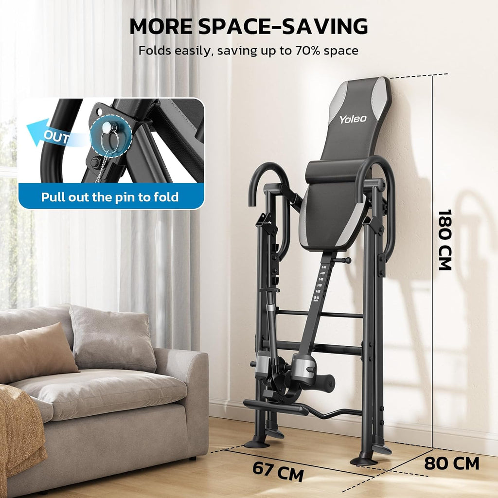 YOLEO Gravity Inversion Table for Back Pain Relief 2026 New Inversion Table w/Lumbar Support Easy to Assemble Back Stretcher Machine 300 lbs