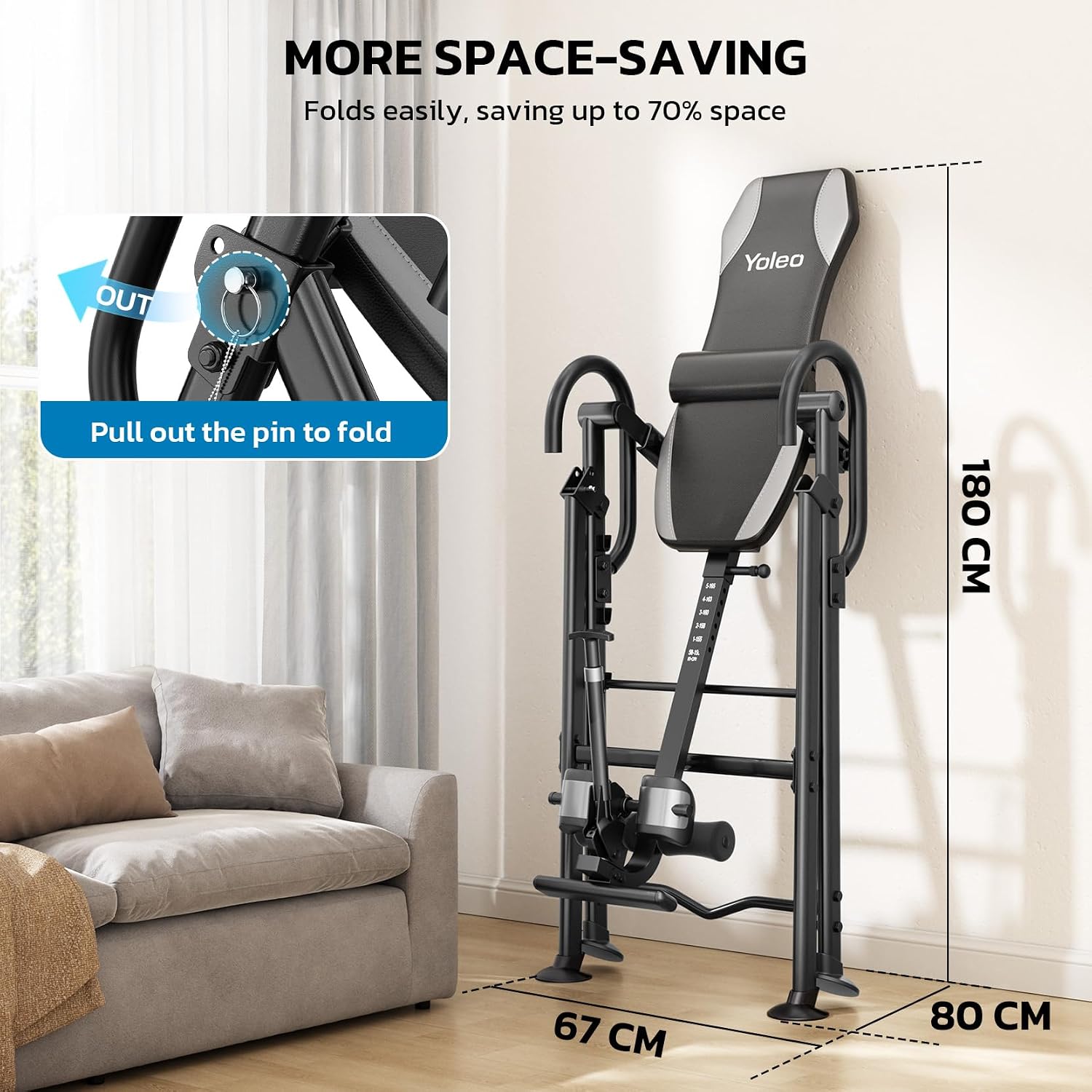 YOLEO Gravity Inversion Table for Back Pain Relief 2026 New Inversion Table w/Lumbar Support Easy to Assemble Back Stretcher Machine 300 lbs