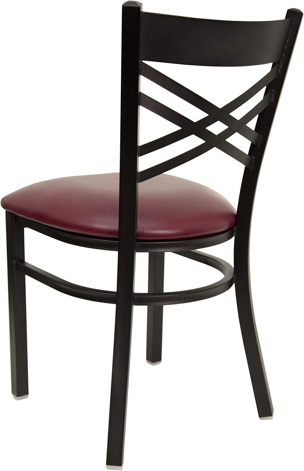 Flash Furniture 2 Pack HERCULES Series Black ''X'' Back Metal Restaurant Chair - Burgundy Vinyl Seat