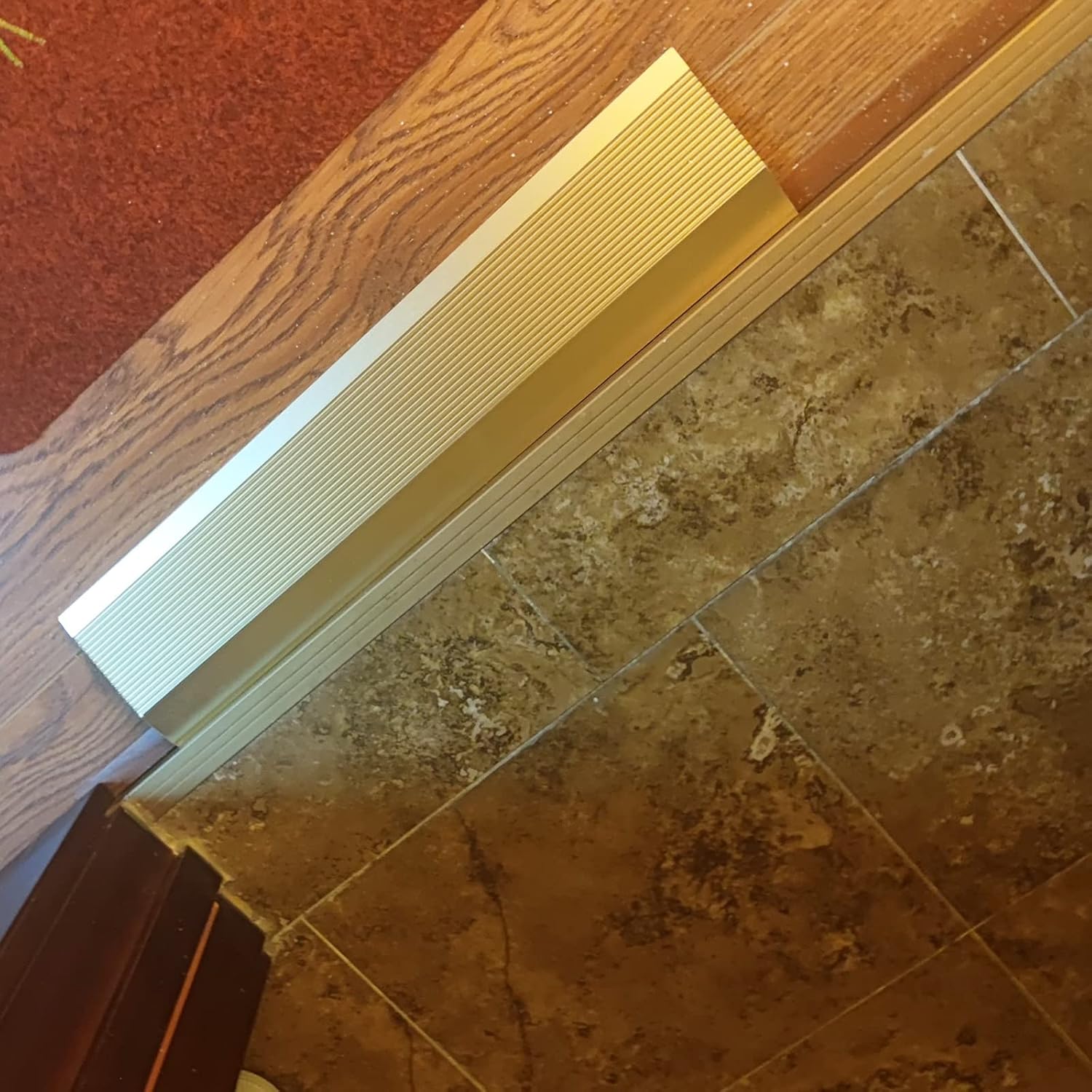 Floor Strips Between Rooms, 4inch 10cm Extra Wide Threshold Transition Ramps for Doorways, Self Adhesive Reducer/Edge Trim for Vinyl Wood Uneven Flooring, Metal,B-W 10CM - L 140cm/55in