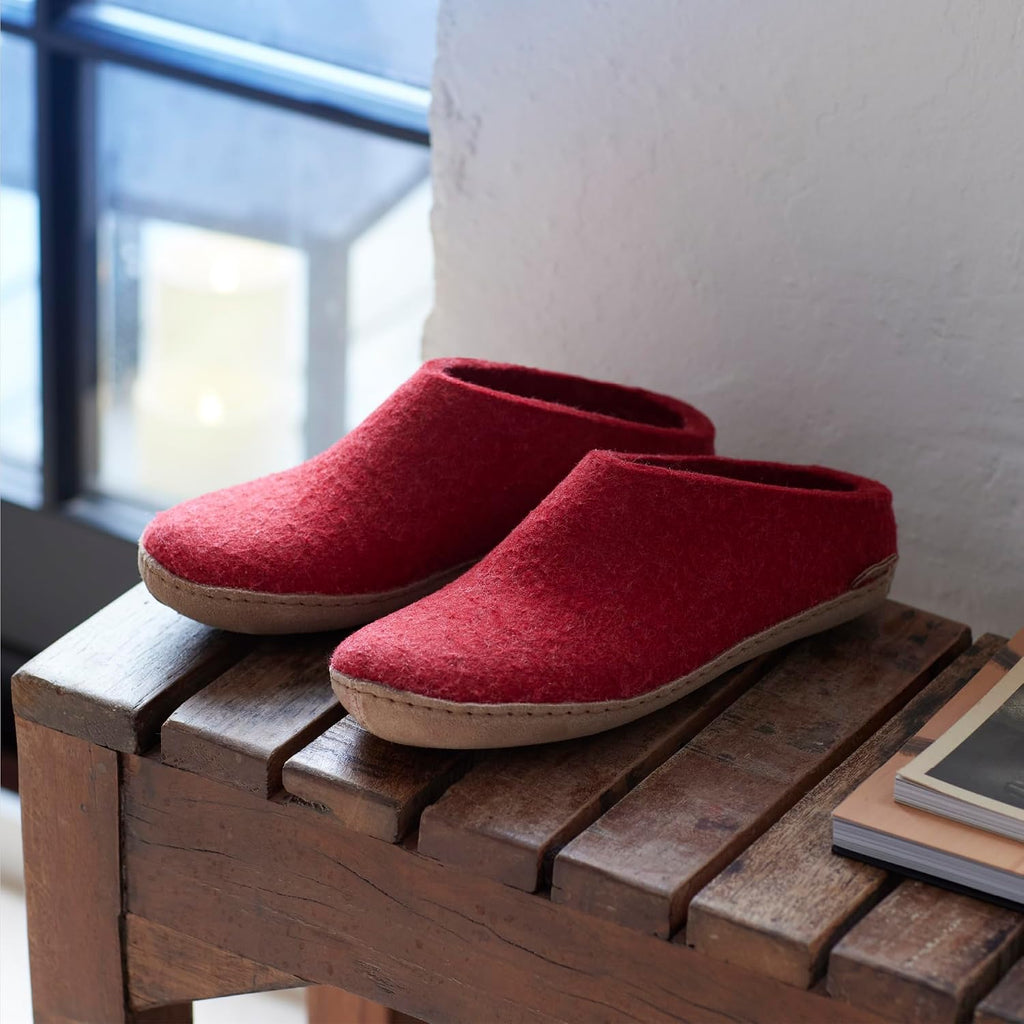 Glerups 100% quality wool mix Slipper with leather sole - Unisex Slip-on