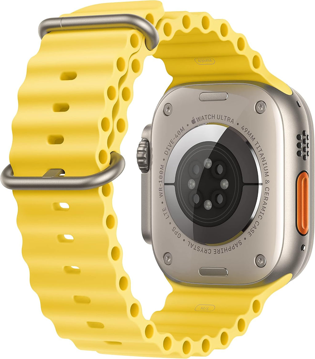 Apple Watch Ultra [GPS + Cellular 49mm] Titanium Case with Yellow Ocean Band, One Size (Renewed Premium)
