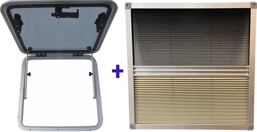 Square Deck Hatch/Marine Hatch Porthole - Anodized Aluminum Hatch with Tempered Glass for Boat/Yacht/RV
