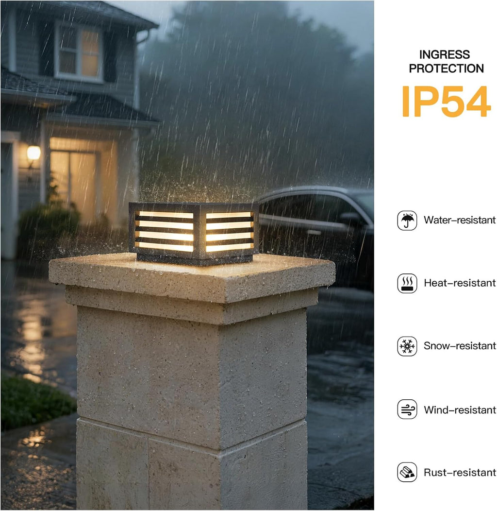 MVBT Post Lights Outdoor, 8.8' Hard Wired Pillar Lights Outdoor, IP54 Waterproof Column Light, 3000K Landscape Column Lamp, Square Pillar Patio Lamps Lighting for Posts Fence Deck Gate Entrance Yard