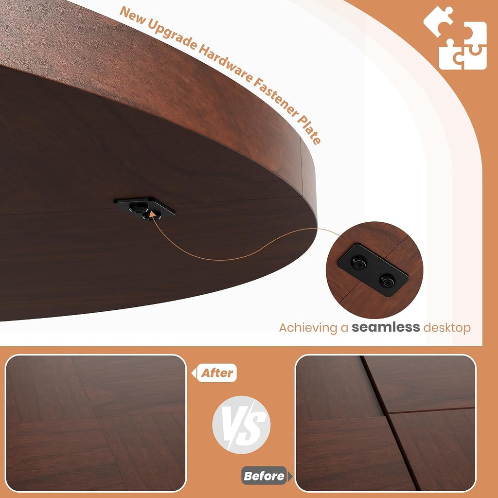 IDEALHOUSE 47' Round Dining Table, Kitchen Table for 4-6 People, Circle Tables with Sturdy Pedestal Base, Space Saving Dinning Room Furniture for Living Room, Kitchen, Apartment, Walnut
