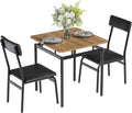 Garvee 3 Piece Dining Table Set, Kitchen Table Set for 2 with 2 PU Upholstered Chair, Industrial Metal Frame Dinette Set for Small Space, Dining Room, Apartment, Studio, Black