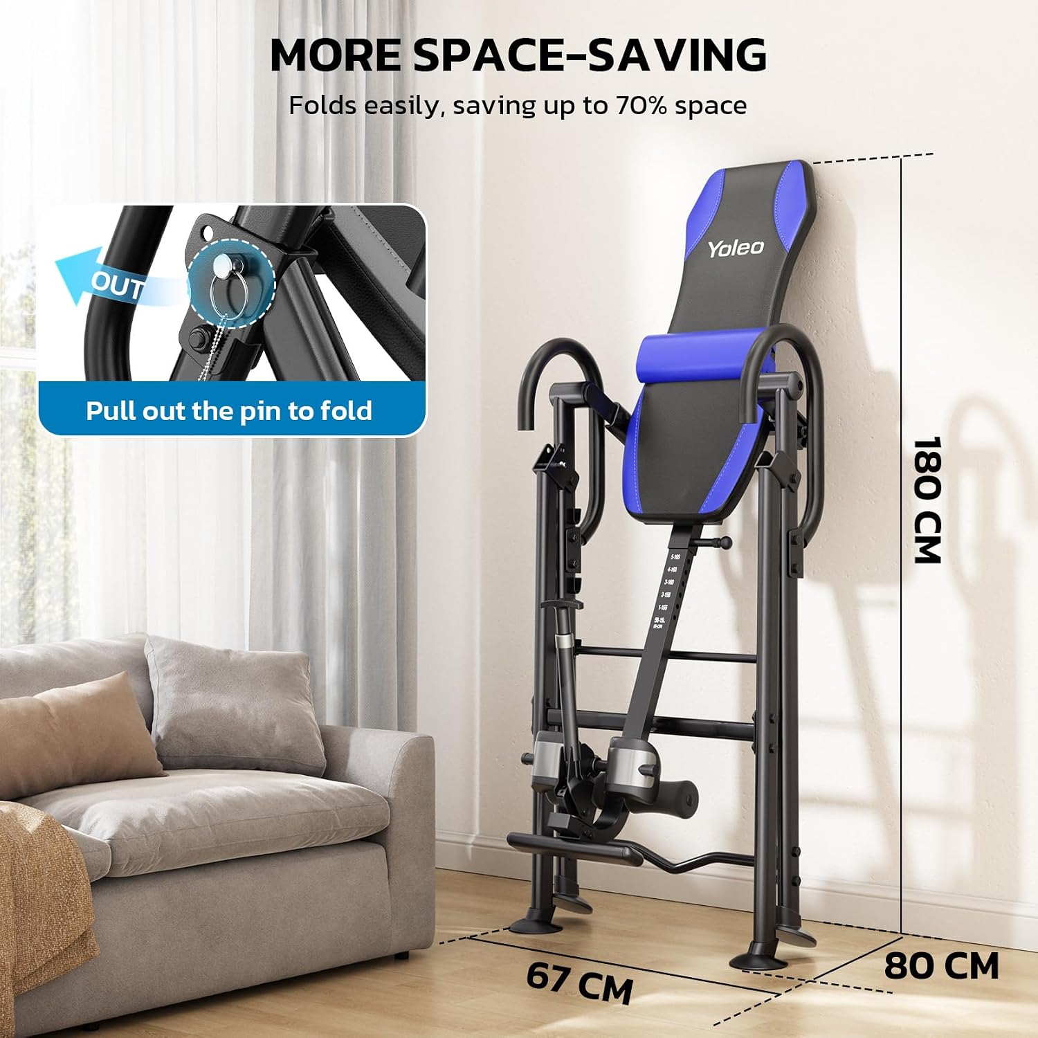 YOLEO Gravity Inversion Table for Back Pain Relief 2026 New Inversion Table w/Lumbar Support Easy to Assemble Back Stretcher Machine 300 lbs