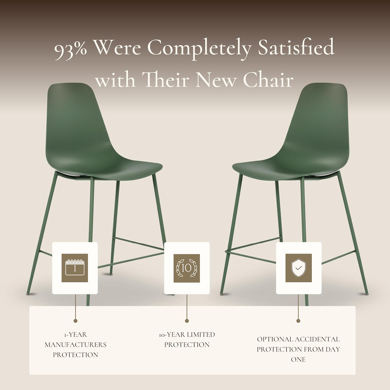 Poly & BARK Isla Bar Stools Set of 3 – Counter Height Bar Stool for Kitchen – Set of Counter Stools – Indoor/Outdoor Barstools – Modern Kitchen Bar Stools - Pistachio Green