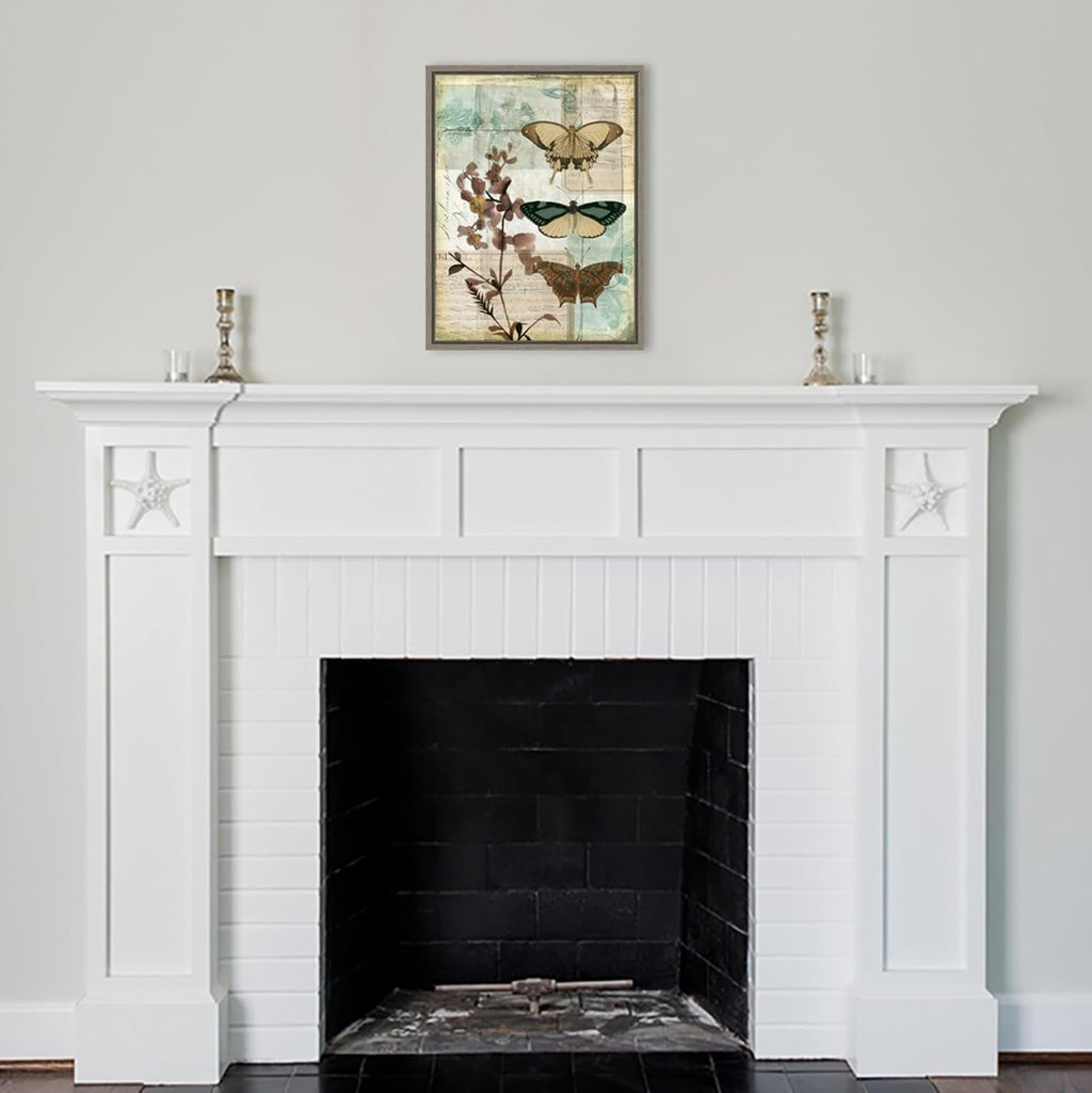 Amanti Art Framed Canvas Wall Art 24x18 Music Box Butterflies II by Jennifer Goldberger, Framed Wall Art Canvas, Animals Artwork, Country Rustic Decor, Medium Poster Painting for Living Room, Bedroom