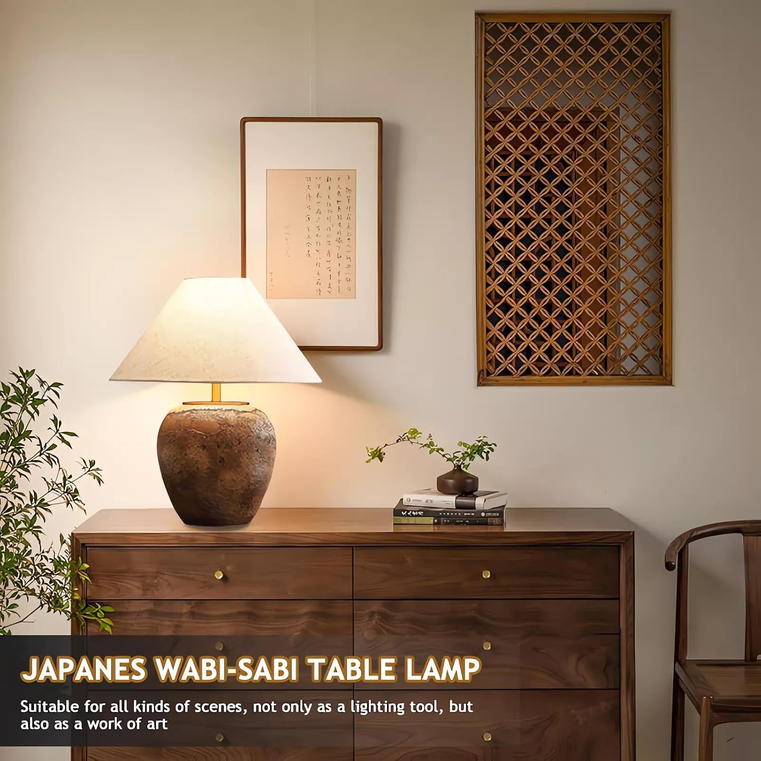 Farmhouse Clay Pot Table Lamps Brown Ceramic Lamps Rustic Fabric Drum Shade Decor Bedside Nightstand for Living Room Bedroom Home Office