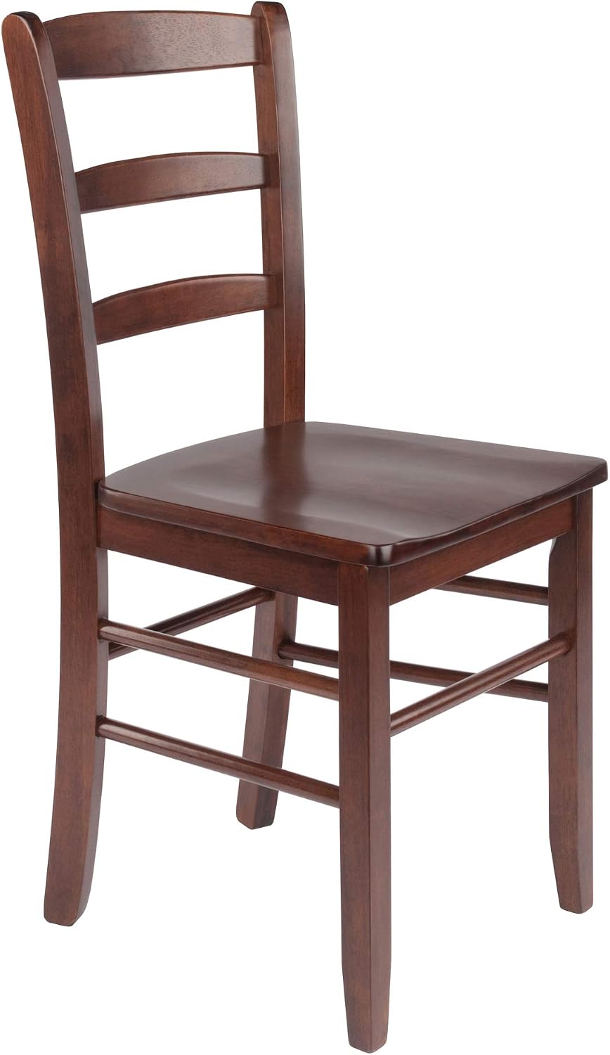 Winsome Benjamin Ladder Back Chair Set of 2 in Walnut, Classic Backed Kitchen & Dining Room Chairs, Simple & Elegant Home Seating Solution, Great for Office, Hallway, Bedroom