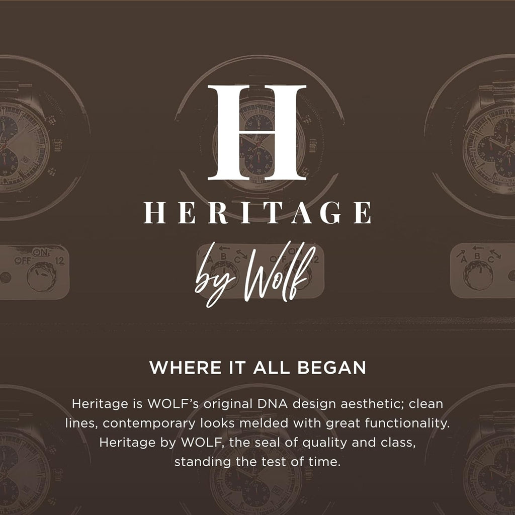 WOLF Heritage Safe Deposit, Pewter Saffiano - Seven Jewelry Compartments, One Ring Roll & One Watch Compartment - Includes Lock & Key