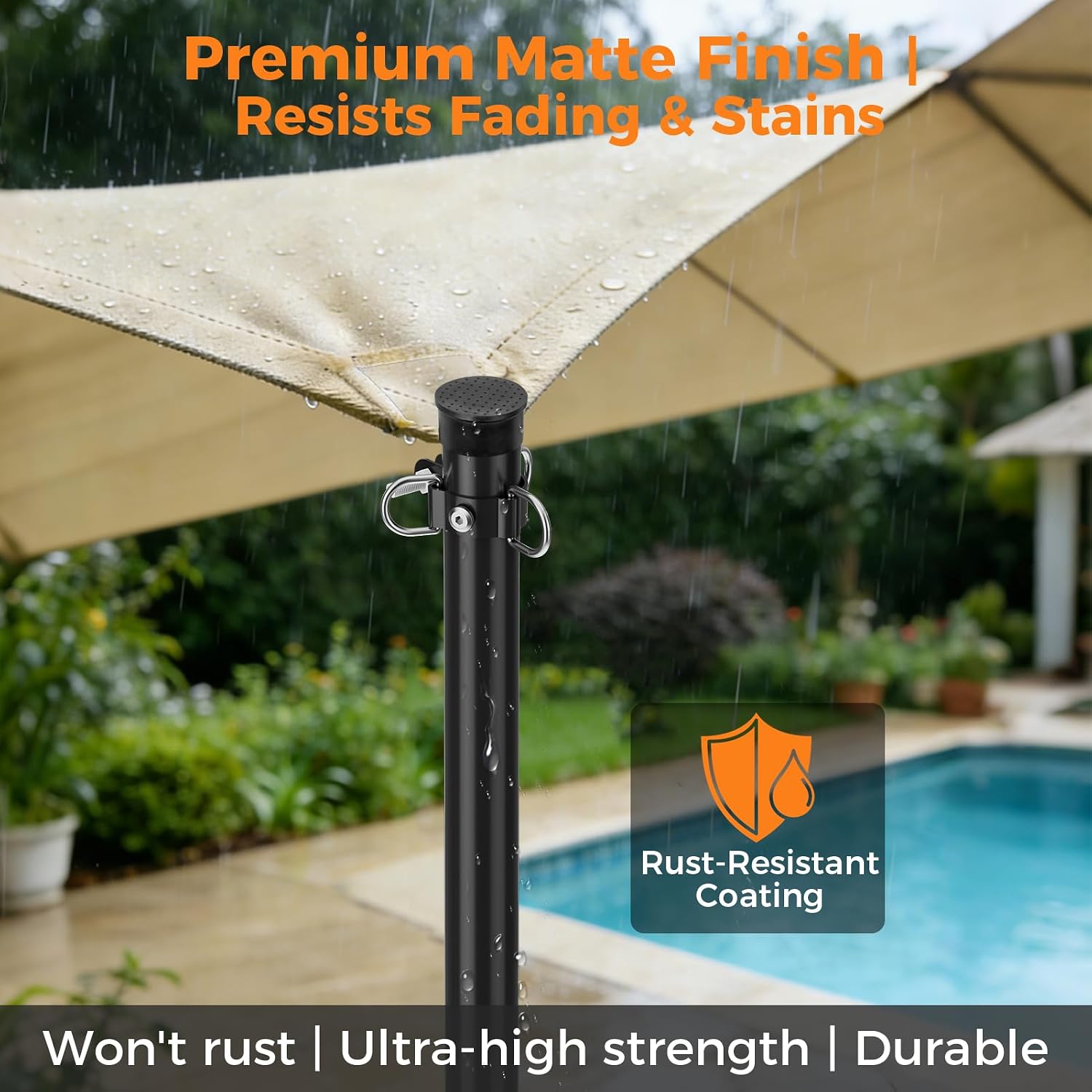 EMART 2 Pack 12ft Heavy Duty Shade Sail Poles with Spiral Anchor & D-Clamps, for Sun Shade Outdoor, String Lights, Patio, Backyard, Garden, Grassland and Terrace