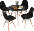 Tangkula Round Dining Table Set for 4, Modern Circle Kitchen Table & 4 Chairs with Ergonomic Seats and Solid Wood Legs, 5-Piece Dining Room Set for Small Spaces, Kitchen, Living Room