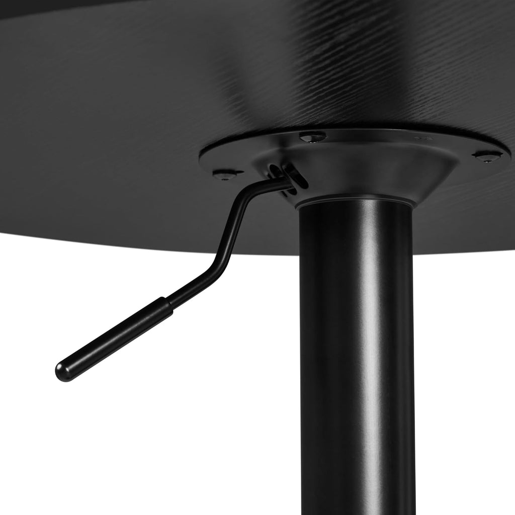 Yaheetech 3-Piece Bar Table Set, Round Bar Table and PU Leather Adjustable Swivel Chairs, Modern Counter Height Table Set with 2 Bar Stools for Kitchen, Full Black