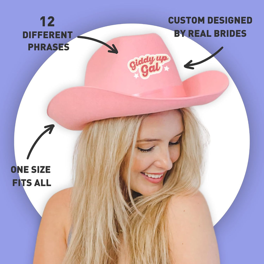 Cowboy Hats Fun Phrases | Cowgirl Cosplay Novelty Bulk Costume | Bridal Girl Trip Bridesmaid Gift Goodie Bag Favor
