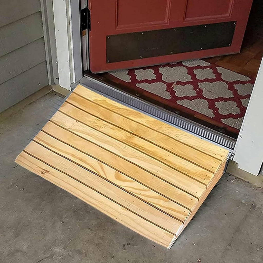Threshold Ramp, Curb Ramp, Doorway Ramps Wood, Power Wheelchairs/Mobility Scooter/Mower Wooden Thresholds Ramp, Sturdy Stairs Slope