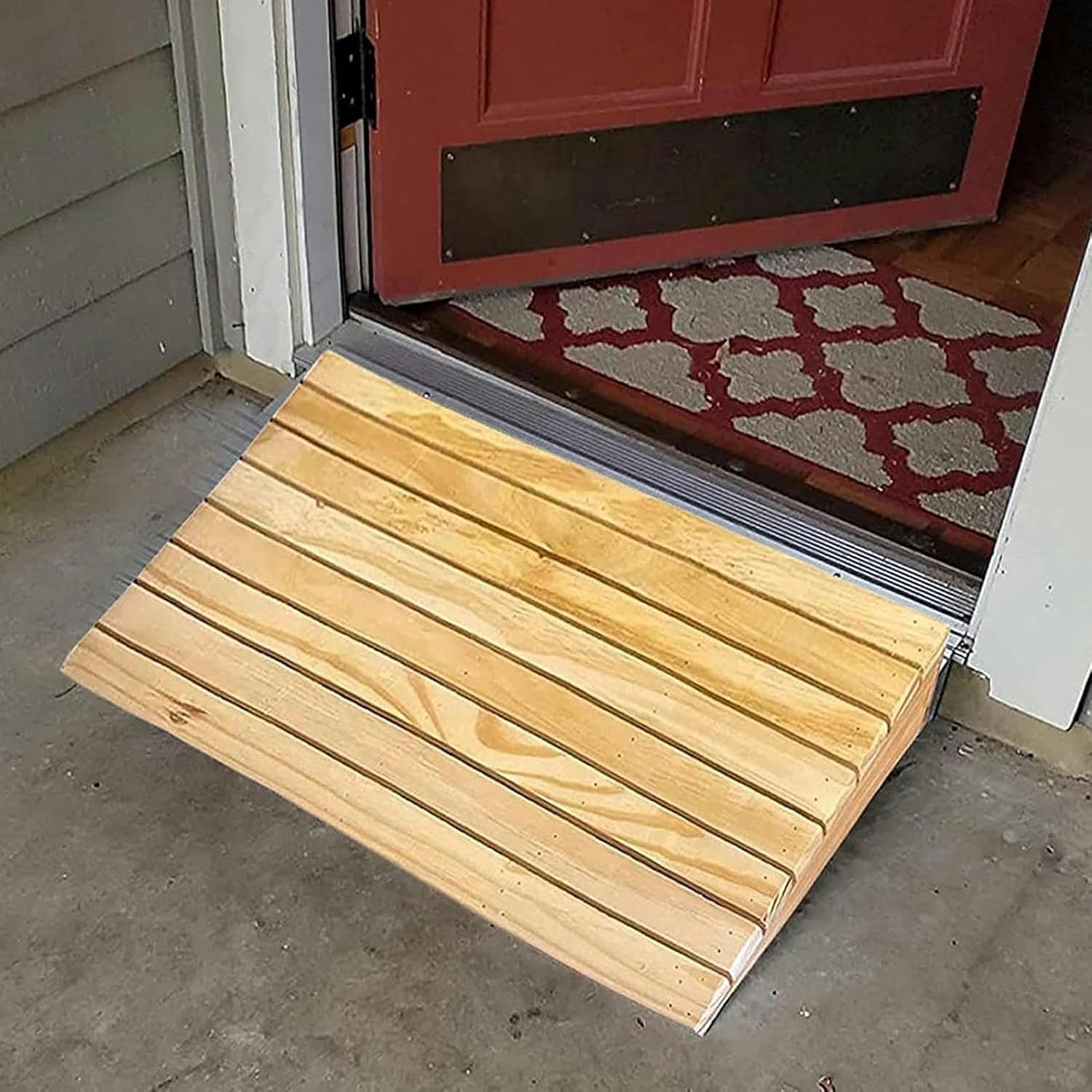 Threshold Ramp, Curb Ramp, Doorway Ramps Wood, Power Wheelchairs/Mobility Scooter/Mower Wooden Thresholds Ramp, Sturdy Stairs Slope