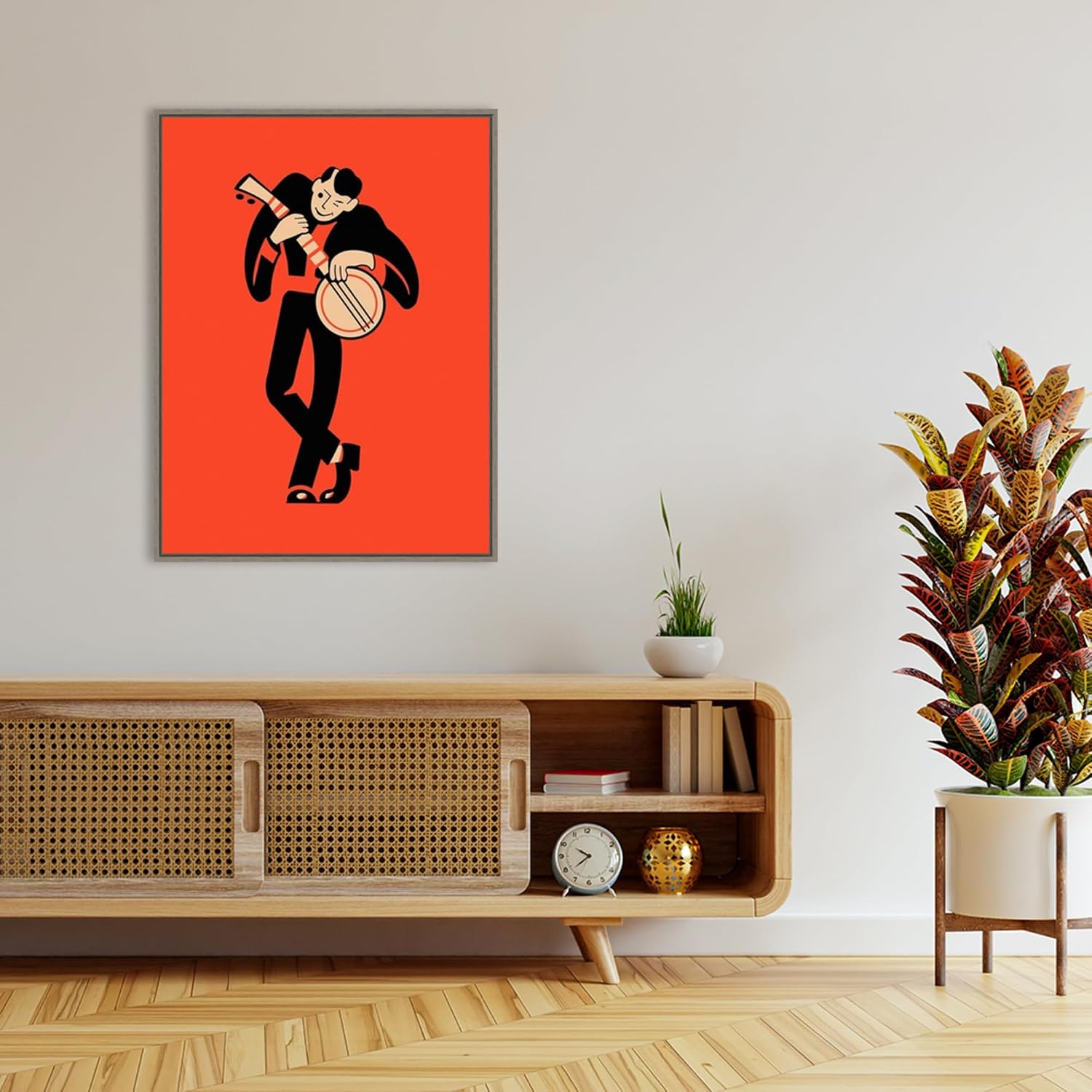 Amanti Art Framed Canvas Wall Art 42x32 The Banjo by Mark Rogan, Framed Wall Art Canvas, Music Artwork, Country Rustic Decor, Oversize Poster Painting for Living Room, Bedroom, Bathroom, Kitchen,