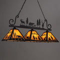 TOCHIC Tiffany Pool Table Light, 3 Lights Vintage Dining Room Chandelier Kitchen Island Light Fixture, Rustic Farmhouse Billiards Table Lamp for Game Room, Billiard Room, Cabin, 48' L